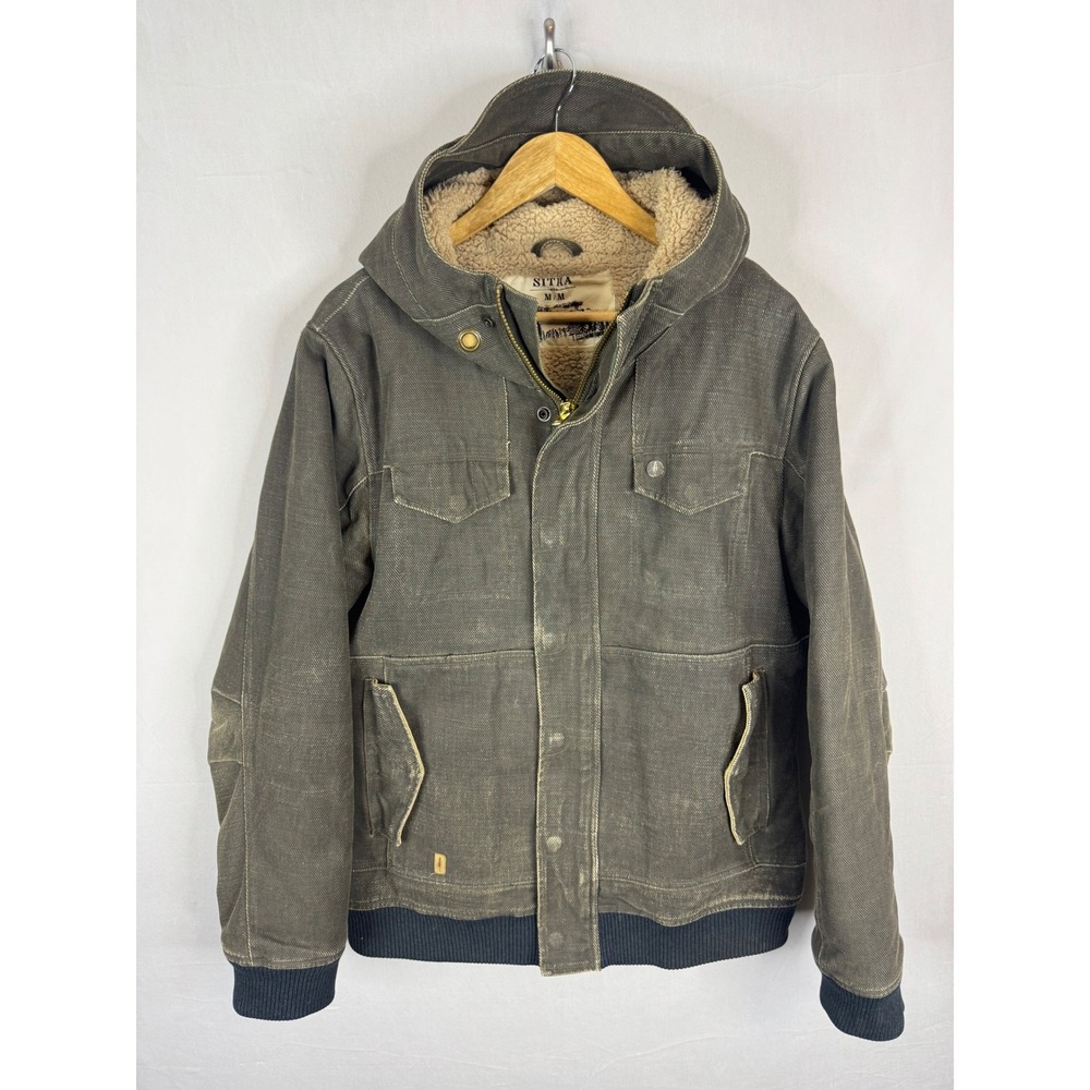Sitka  Mens Sherpa Lined Canvas Hooded Hudson Jacket Brown Medium